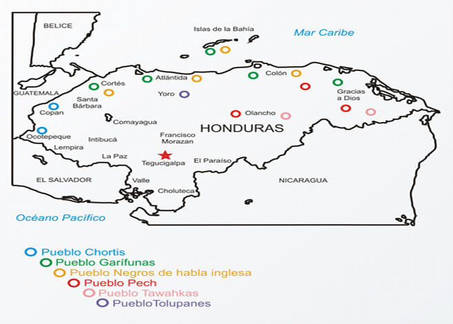 Grupos Etnicos por Region en  Honduras
